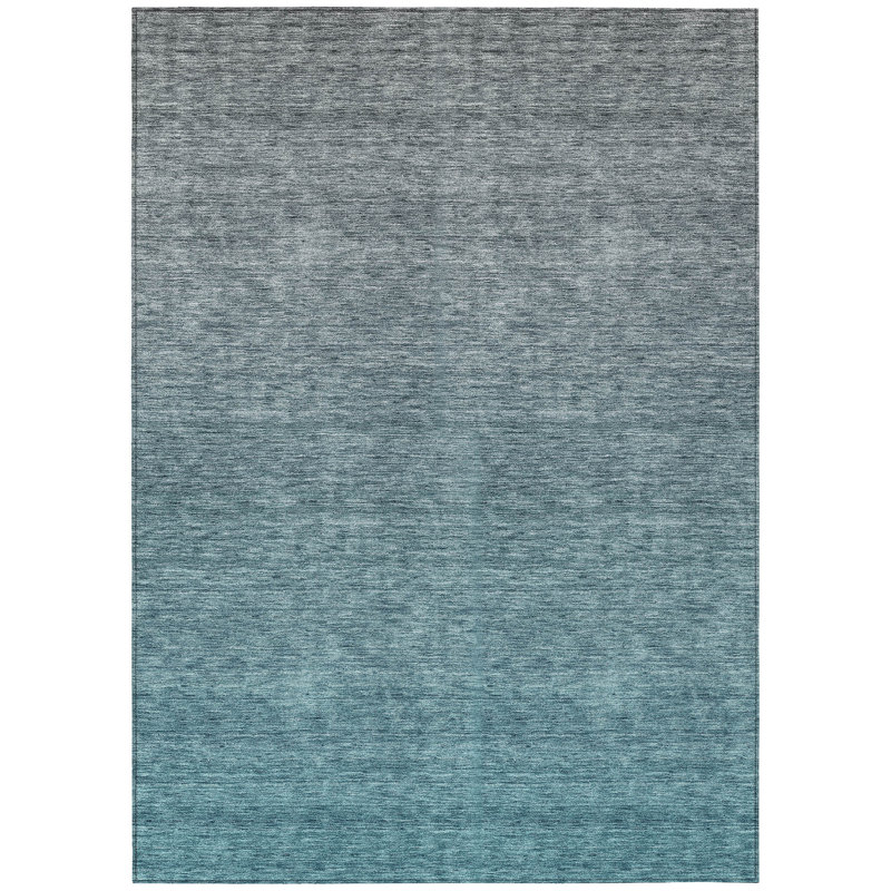 Tapis d'intérieur / extérieur dégradé bleu sarcelle / gris anthracite 9 'X 12'