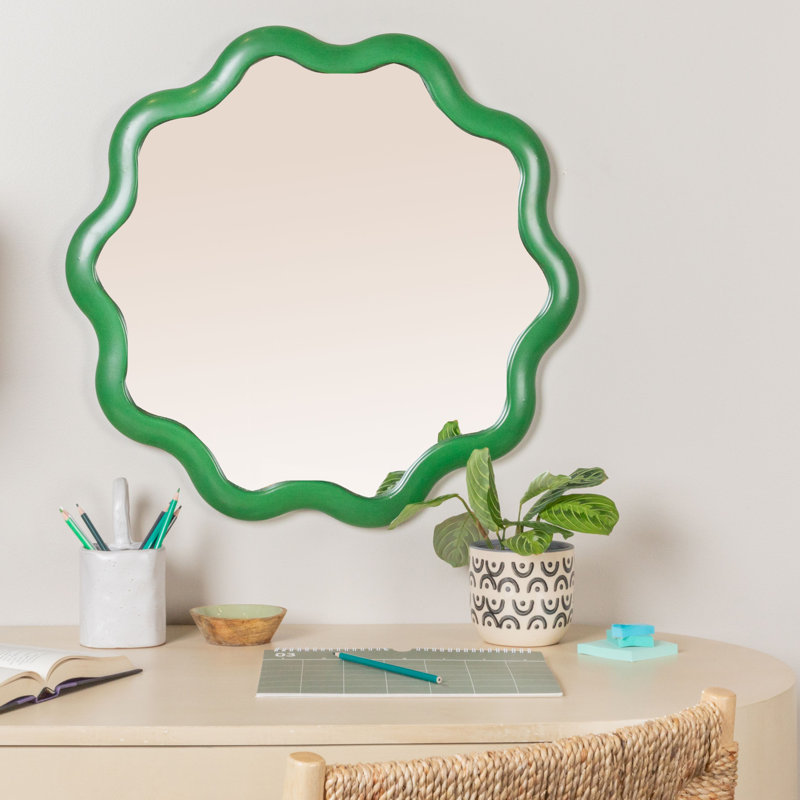 Wavy Reclaimed Wood Round Wall Mirror