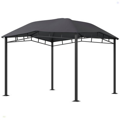 Soft Top Patio Gazebo Outdoor Canopy With Unique Geometric Design Roof, All-Weather Steel Frame