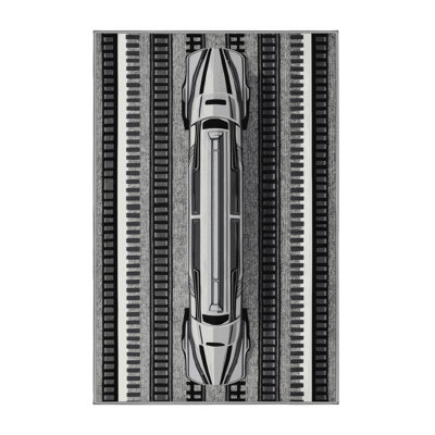 Machine Washable Transportation Gray Area Rug