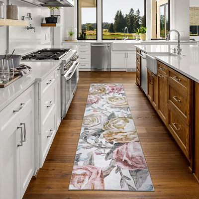 Tapis rose / jaune / ivoire Jasmine