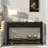 Modern Console Table With Striped Design, 2 Drawers And 2-tier Design-1846456589