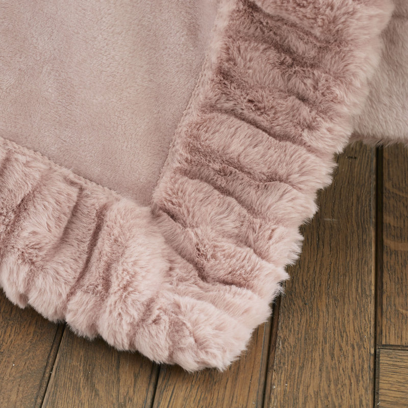 Velvet And Faux Fur 150x200cm Blanket Throw, Blush