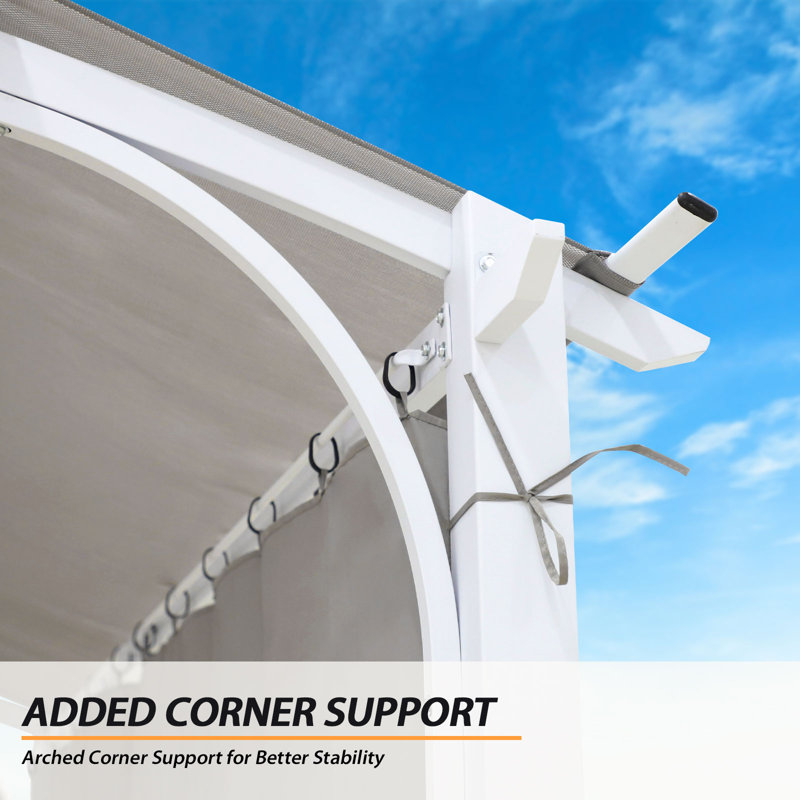 11 pi. L 11 pi. X P 11 pi. D Pergola en acier avec auvent PVC-coated polyester, Gris / blanc