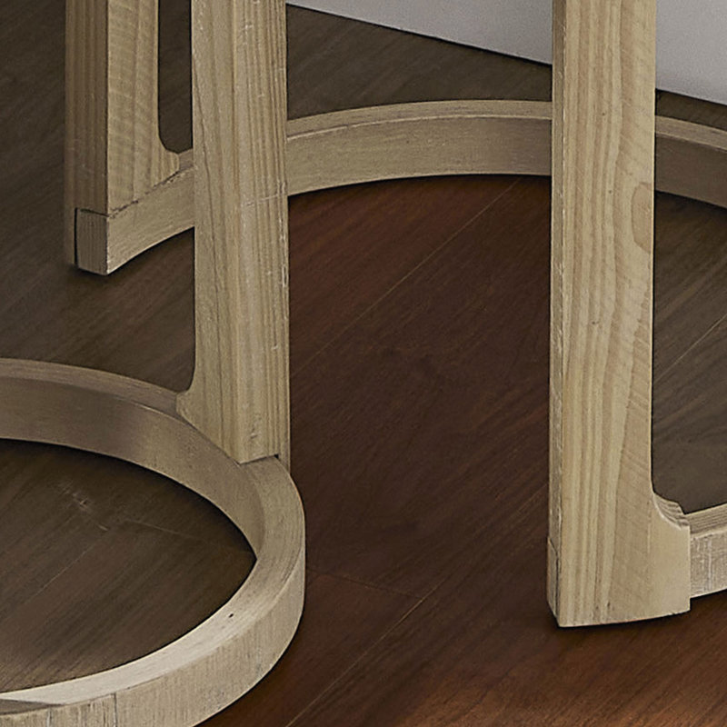 Ensemble de tables basses incurvées en bois 24 pièces 2 pièces, table de bout style Mid-Century rustique, couleur chêne | Idée de cadeau