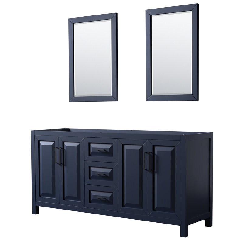 Daria 71'' W Double Bathroom Vanity Base, Dark Blue/Matte Black