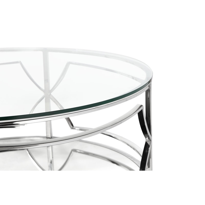 Edwards Glass Top Single Coffee Table, Steel