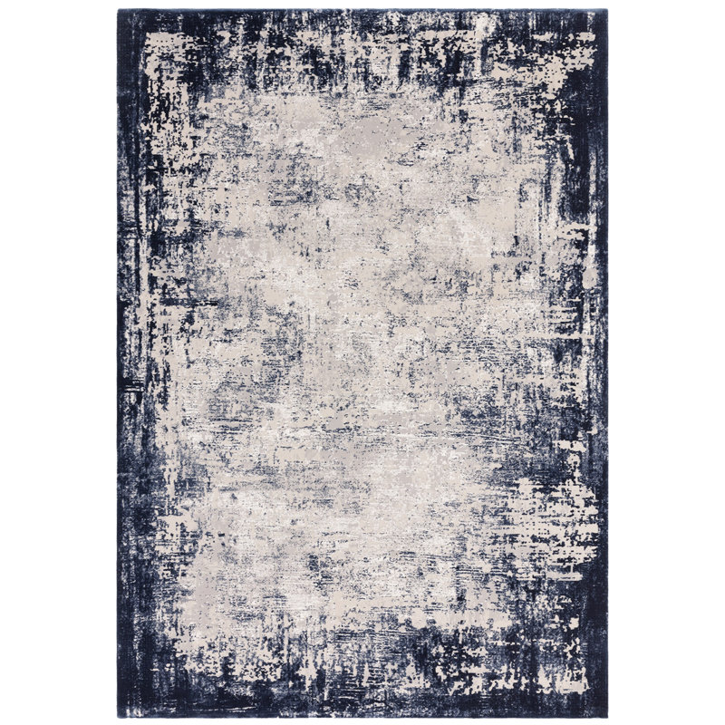 Abrienne Soft Border Blue/Grey Rug, Rectangle 80 x 150cm