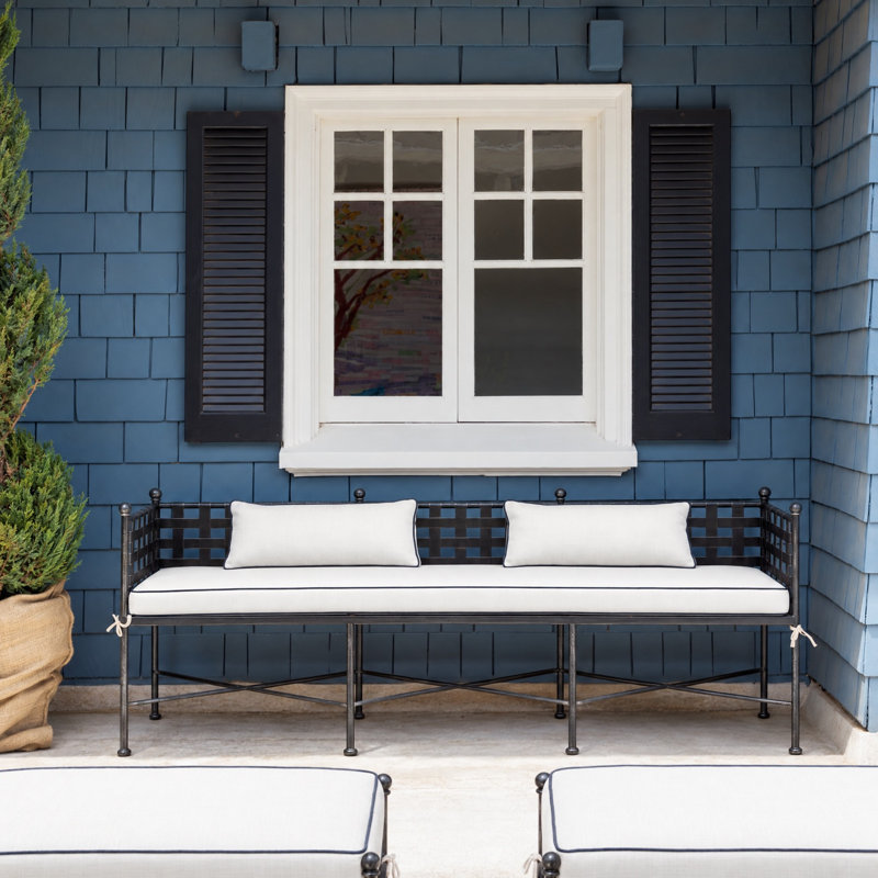 Provence Wrought Iron Patio Bench, Echo Midnight Sunbrella®