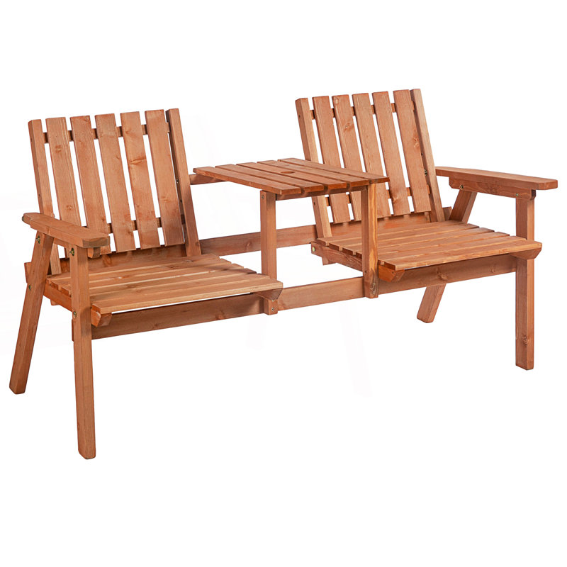 Banc de patio, banc de jardin avec table du milieu et trou pour parasol