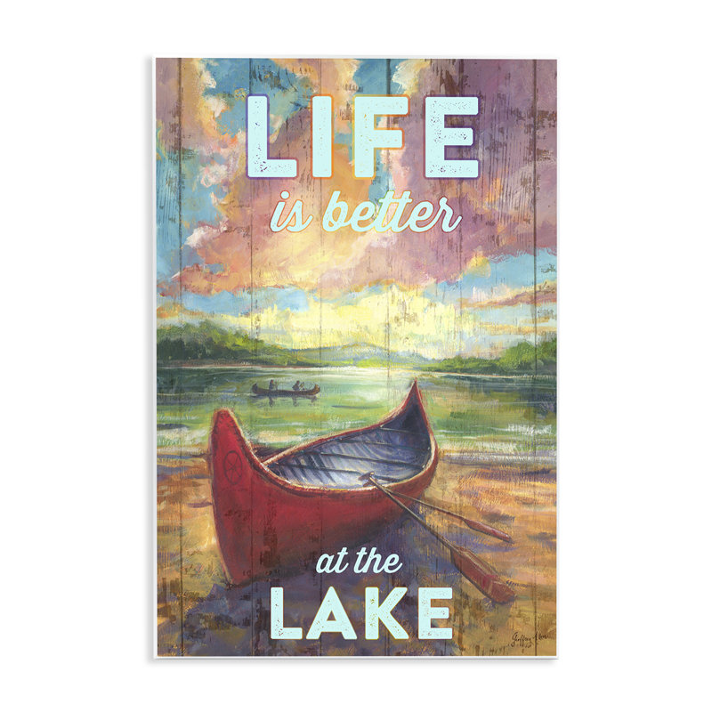 "Life at Lake with Canoe", art mural par Geoff Allen, H 19 po x l 13 po