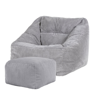 Bean Bag Bazaar Natalia Corduroy Armchair Bean Bag and Square Footstool