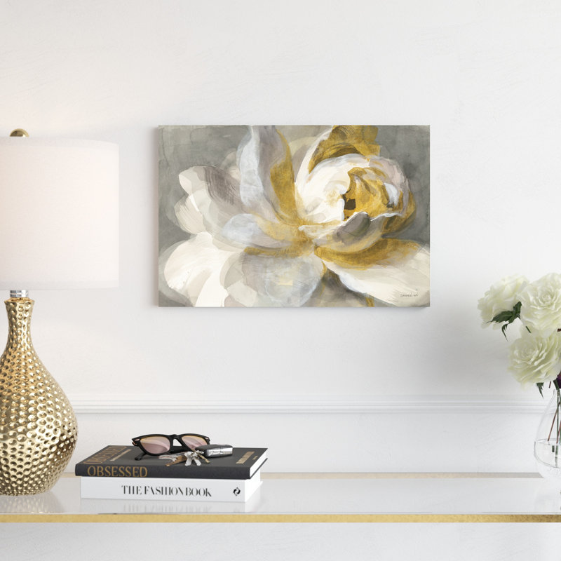 Or rose abstrait, H 12 po x l 18 po, Toile tendue, Sans cadre