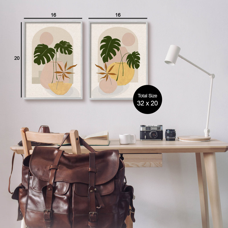 Boho Monstera Archway Landscape, ensemble de 2 giclées encadrées par Janet Tava, H 20 po x l 16 po x P 1,5 po