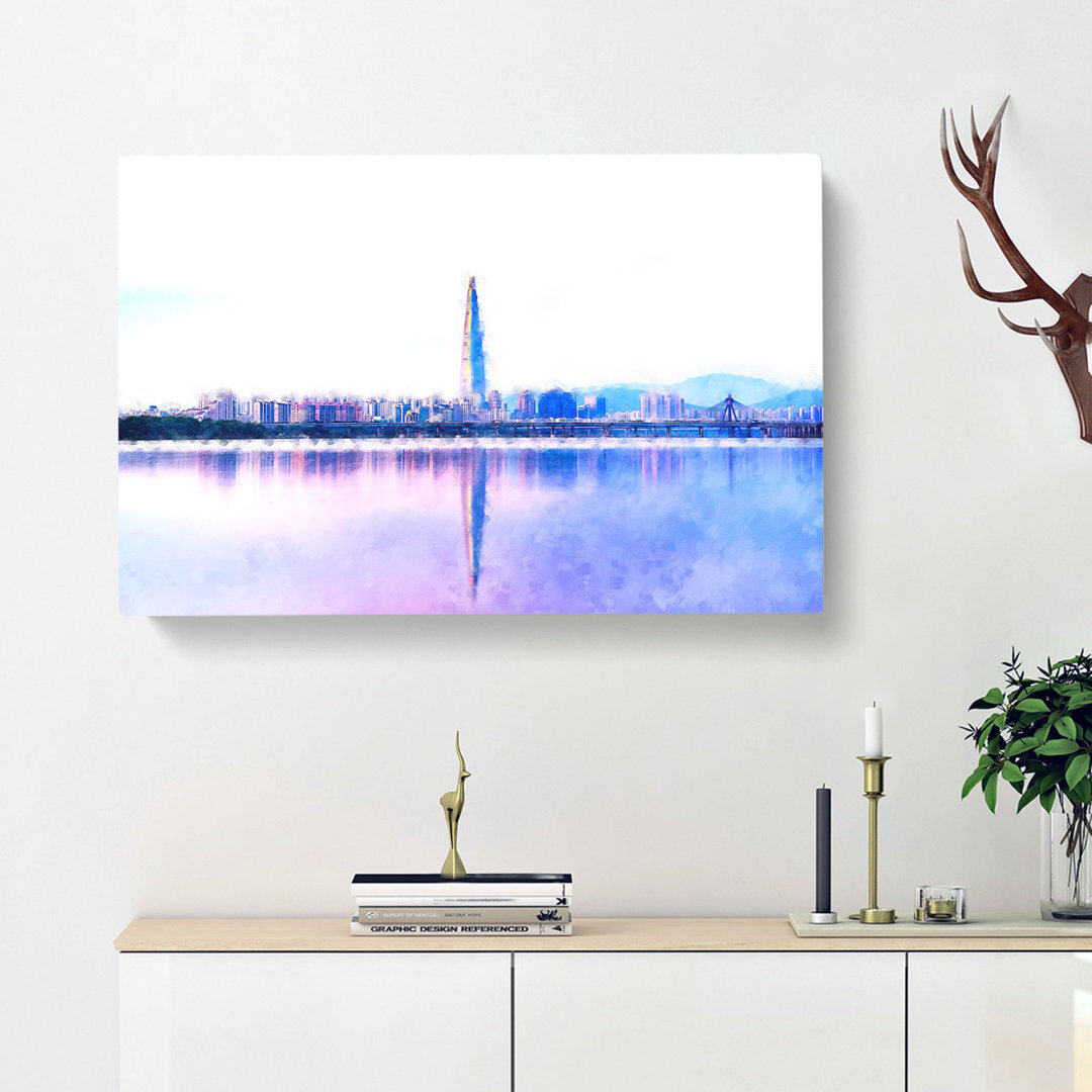 Seoul Skyline In South Korea Painting - Wrapped Canvas