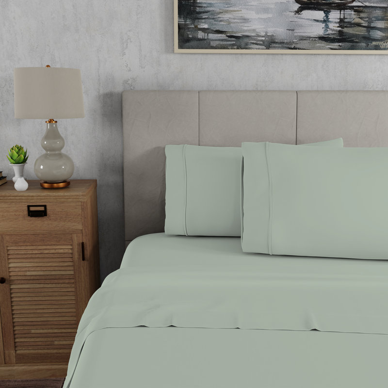 Soft Green Twin XL Cotton Blend Percale Sheet Set