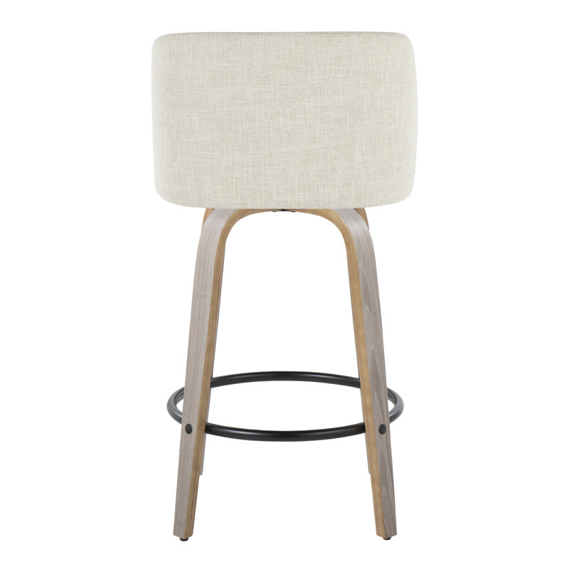 Thea 26" Fixed-Height Counter Stools with Bent Wood Legs & Round Footrest, Cream, Counter Stool (26" Seat Height)