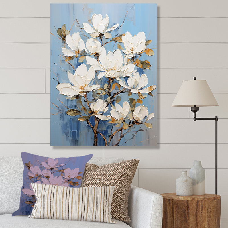 Magnifique paysage de rêve beige et doré Magnolia III sur toile, Toile tendue, H 40 po x l 30 po x P 1,5 po