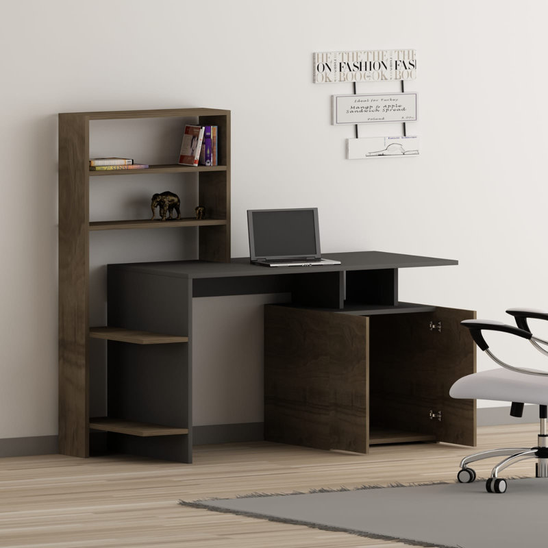 Nase Computer Desk, Walnut/Anthracite