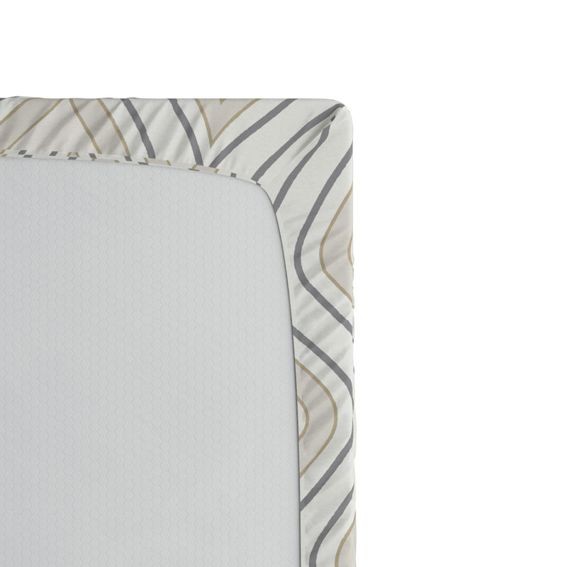Ivory and Beige Microfiber Geometric Full Fitted Sheet