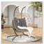Fauteuil double suspendu avec support et coussins résistants aux rayons UV, gris foncé-529411683-529411686