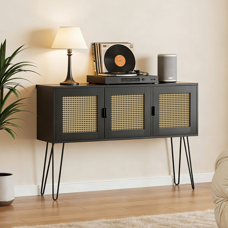 Console 47,2 "en bois avec rangement, table de vestibule, canapé pour le couloir, noir, Black