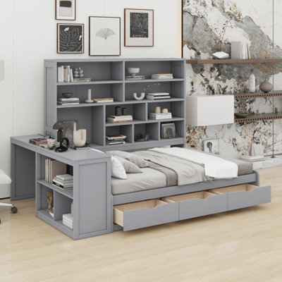 Daybed With Drawers ,Desk ,Shelves And Lights