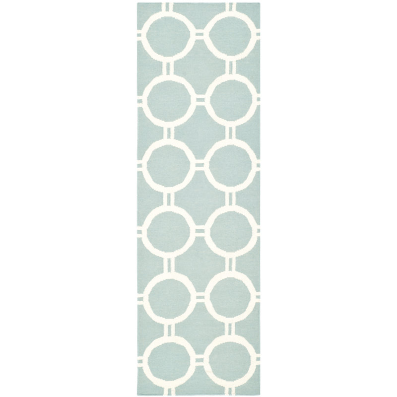 Tapis géométrique tissé à la main en laine et coton Rodgers, Tapis de couloir 2 pi 6 po x 8 pi