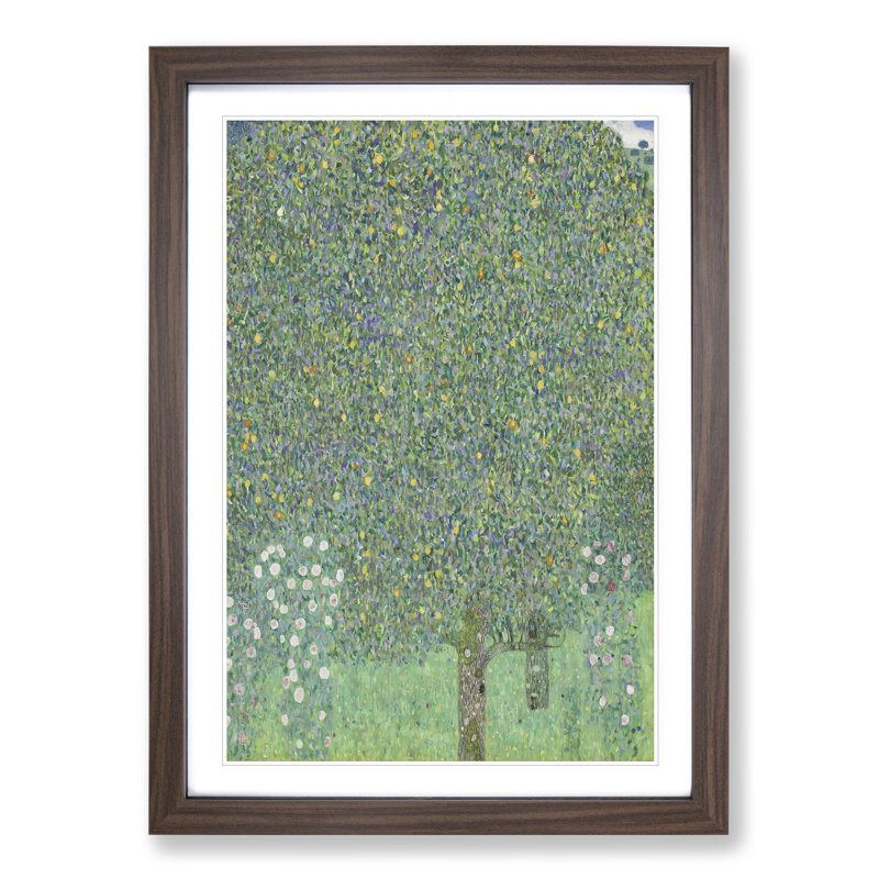 Rosebushes Under the Trees by Gustav Klimt - Picture Frame Painting, Walnut Framed, 36cm H x 27cm W x 2cm D