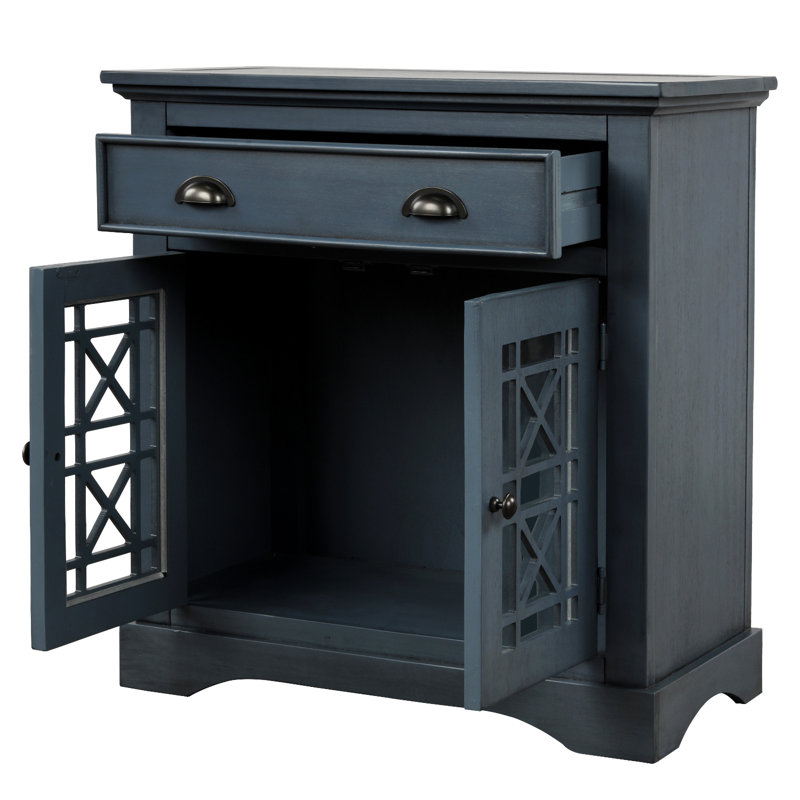 Buffet décoratif 2 portes Mara, Bleu marine antique