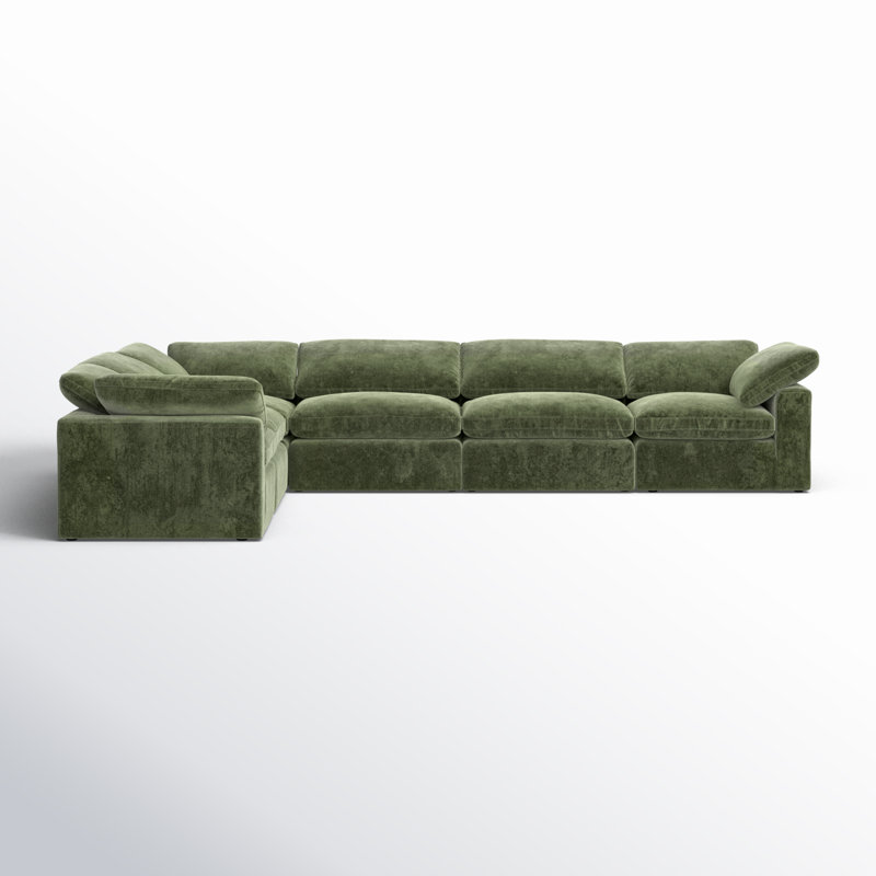 Canapé modulaire rembourré 6 pièces Wonardo, Tissu vert Sagano