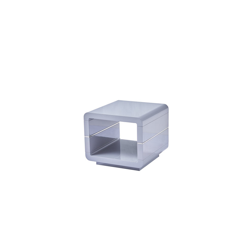 Solid Wood Top End Table, Gloss Light Gray
