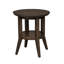 Table de bout ronde Arees avec pieds fuselés et une tablette