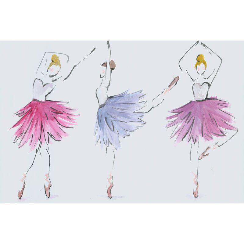 Three Ballet Dancers - Wrapped Canvas Painting, 30cm H x 46cm W x 3.8cm D