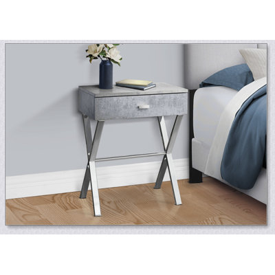 Modern Grey Laminate Accent Table With Storage Drawer,  For Living Room And Bedroom Elegance