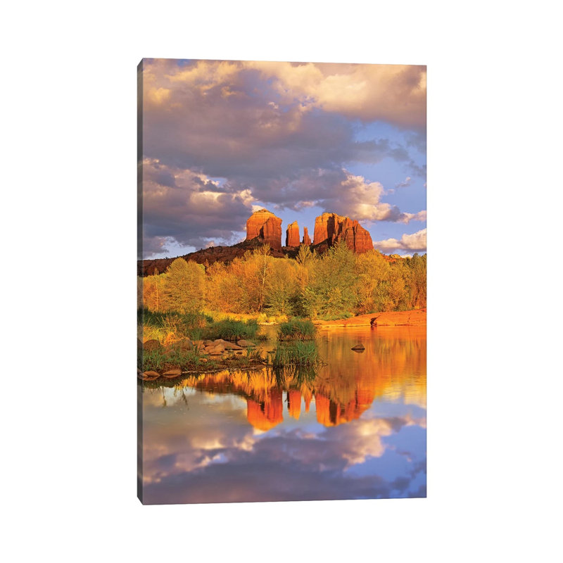 Cathedral Rock Reflected In Oak Creek At Red Rock Crossing by Tim Fitzharris - Wrapped Canvas Print, 20.32 cm H x 30.48 cm W