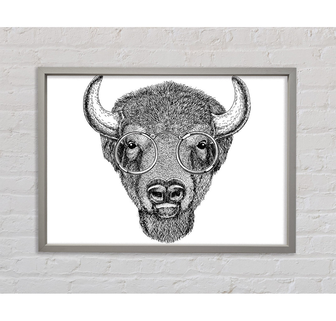 Glasses On A Bison - Einzelbildrahmen Kunstdrucke auf Leinwand