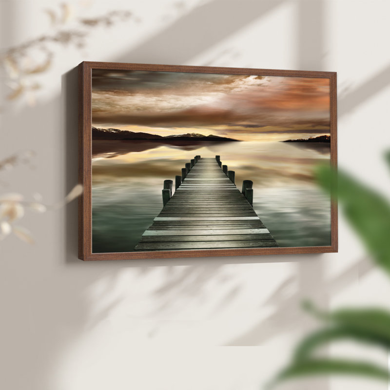 Sunset Jetty -Framed Print - Restickable, Walnut, 22" H x 28" W