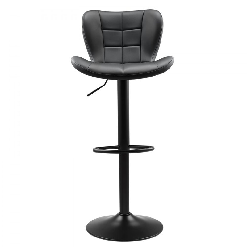 Bar Stool, Modern PU Leather Counter Height Stools, Swivel Kitchen Barstool with Back and Footrest, Height Adjustable Armless Bar Chair, Island Barstools for Kitchen, Dining Room, Black