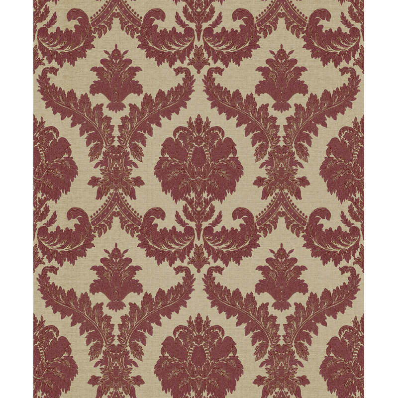 Italian Classics 4 Traditional Damask 3D Embossed Wallpaper Roll, Red