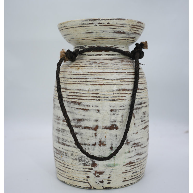 Fabdivine Carved Wooden Vase – Antique-Inspired Rustic Décor for Modern & Traditional Homes