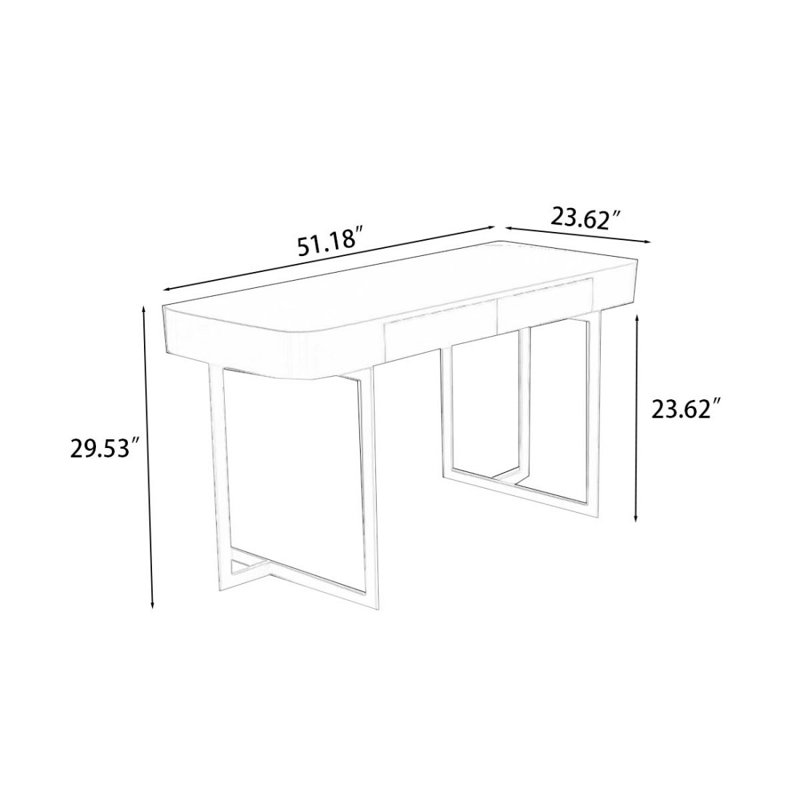 Bureau d'écriture avec tiroirs blanc et noir, H 29,53 po x l 51,18 po x P 23,62 po, Noir
