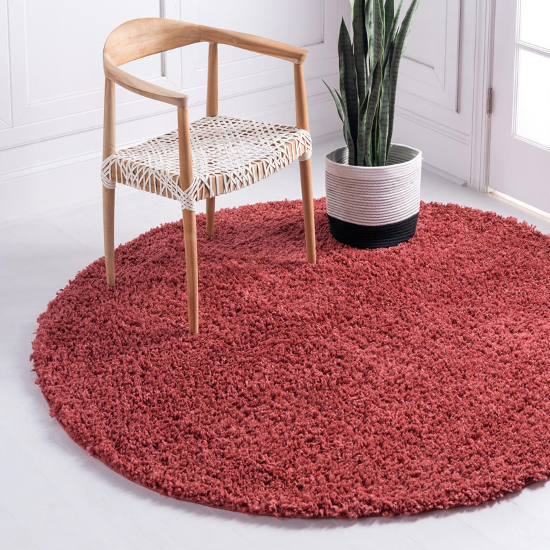 Wemoorland Red Area Rug, Round 6'1"