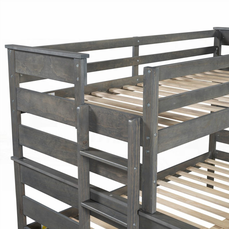 Structure de lit robuste avec superposition simple TG Échelle, aucun sommier requis, gris