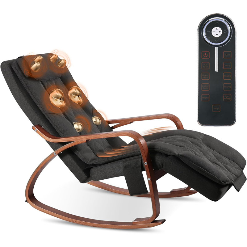 Masseur de dossier et chaise berçante Ali 2-en-1 Shiatsu, fauteuil inclinable avec télécommande, pour le salon