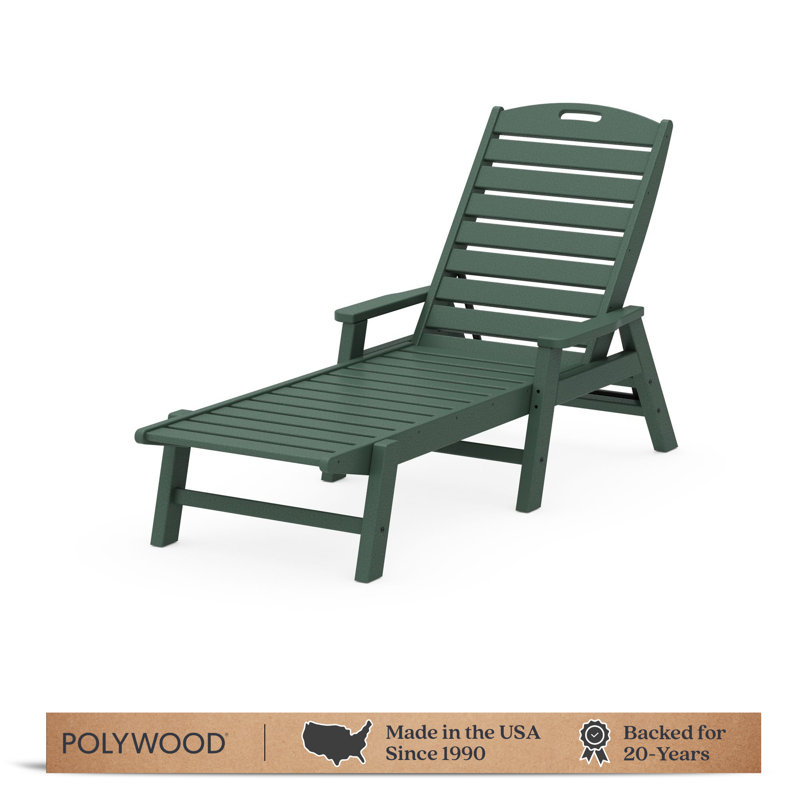 POLYWOOD Nautical Chaise with Arms, Hunter Green