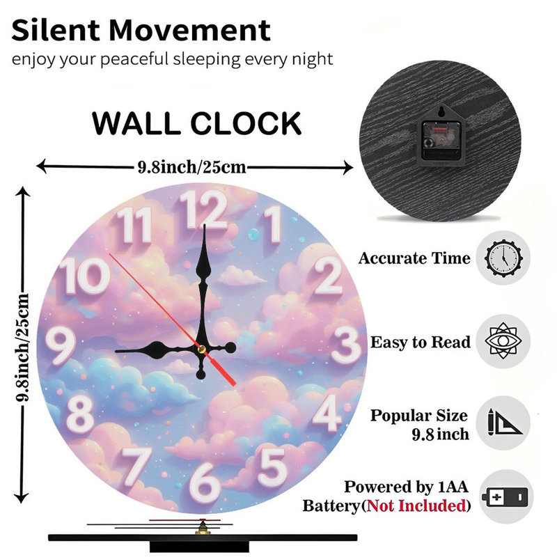 Horloge chiffres ciel pastel