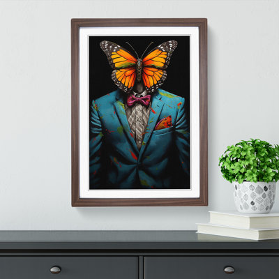 Butterfly in a Suit Painting No.2 1 Piece Single Picture Frame Wall Art