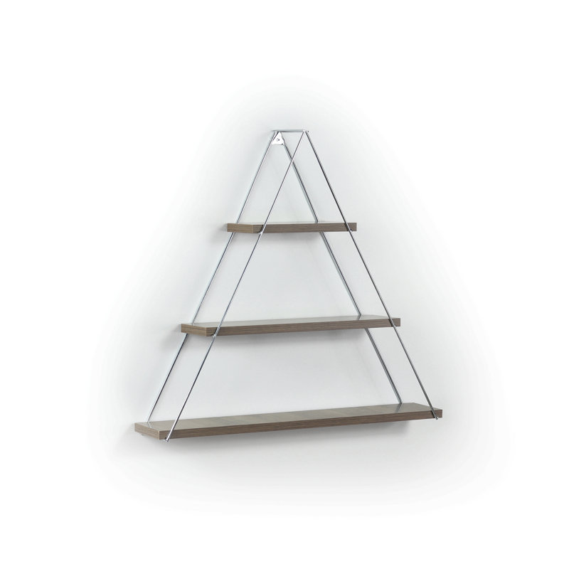 Étagère triangulaire suspendue murale en métal Moset, Noyer