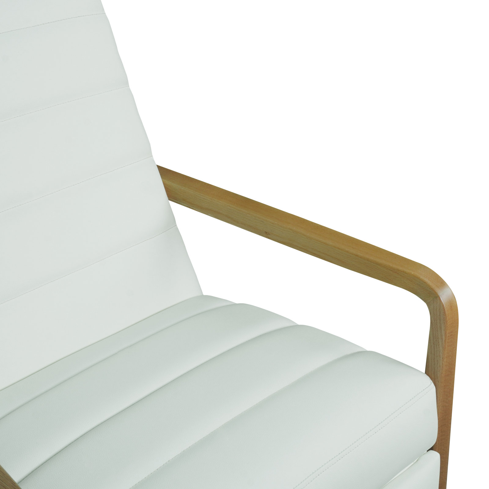 34" Solid Wood Manual Recliner, White/Walnut